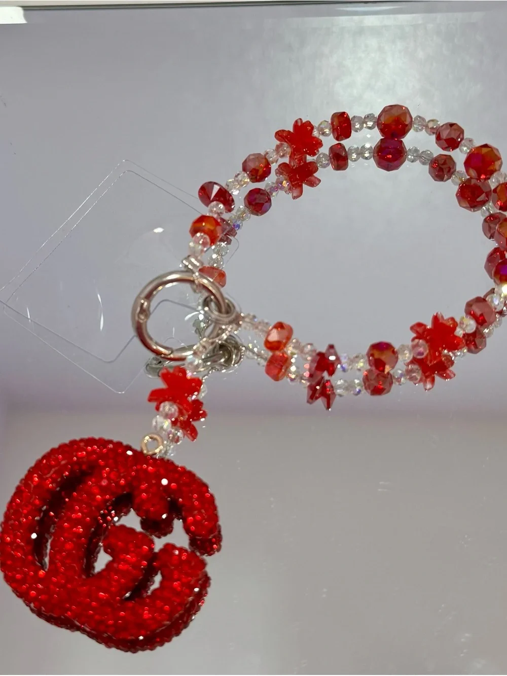 New Red Crystal Charm Phone Strap - Women's Phone Accessory